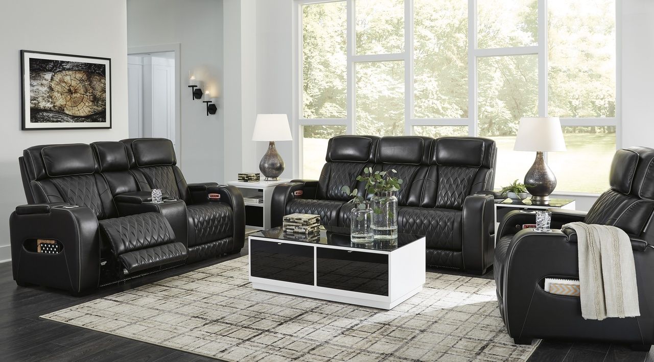 Boyington Power Reclining Loveseat with Console In Black U2710618
