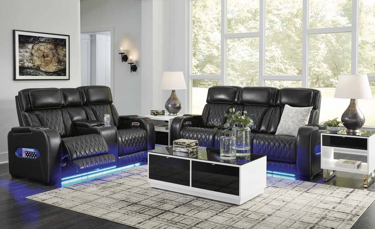 Boyington Power Reclining Loveseat with Console In Black U2710618