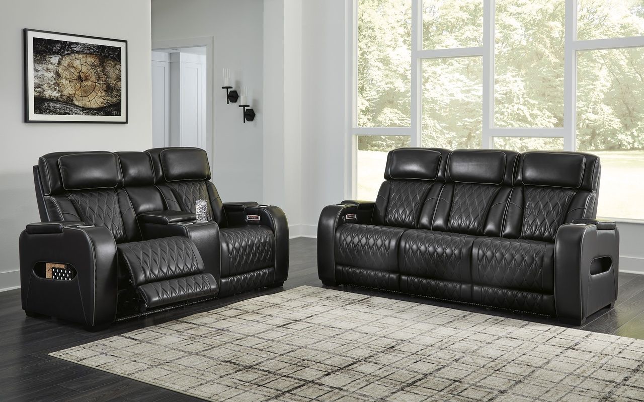 Boyington Power Reclining Loveseat with Console In Black U2710618