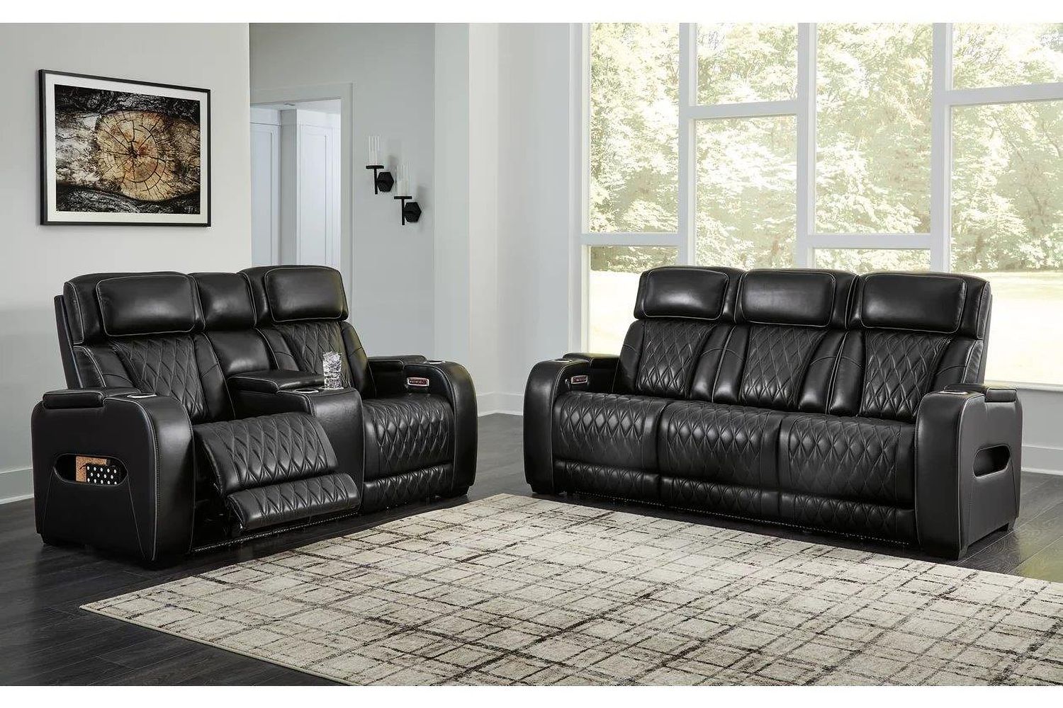 Boyington Power Reclining Living Room Set In Black U27106U1