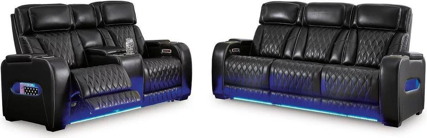 Boyington Power Reclining Living Room Set In Black U27106U1