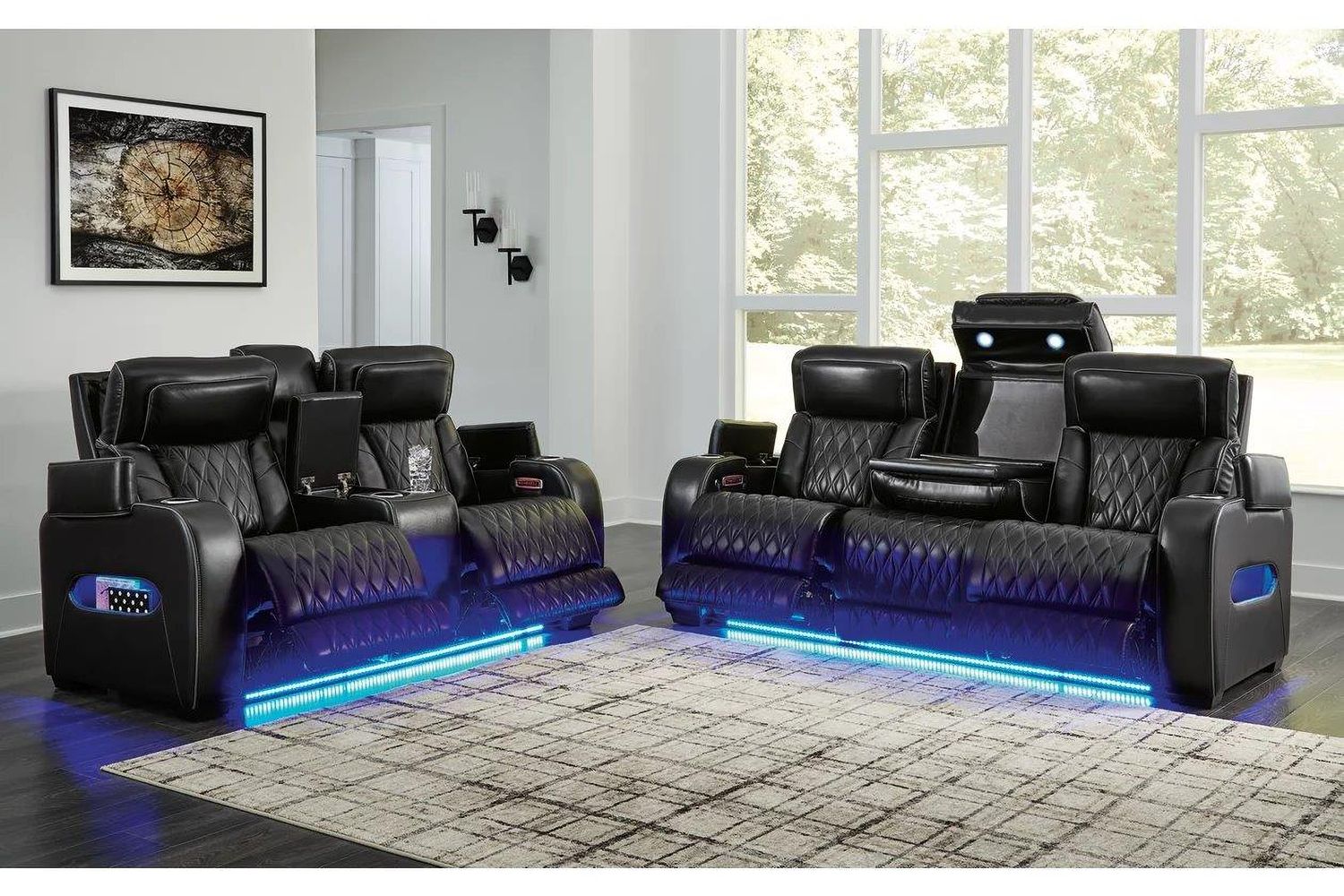 Boyington Power Reclining Living Room Set In Black U27106U1