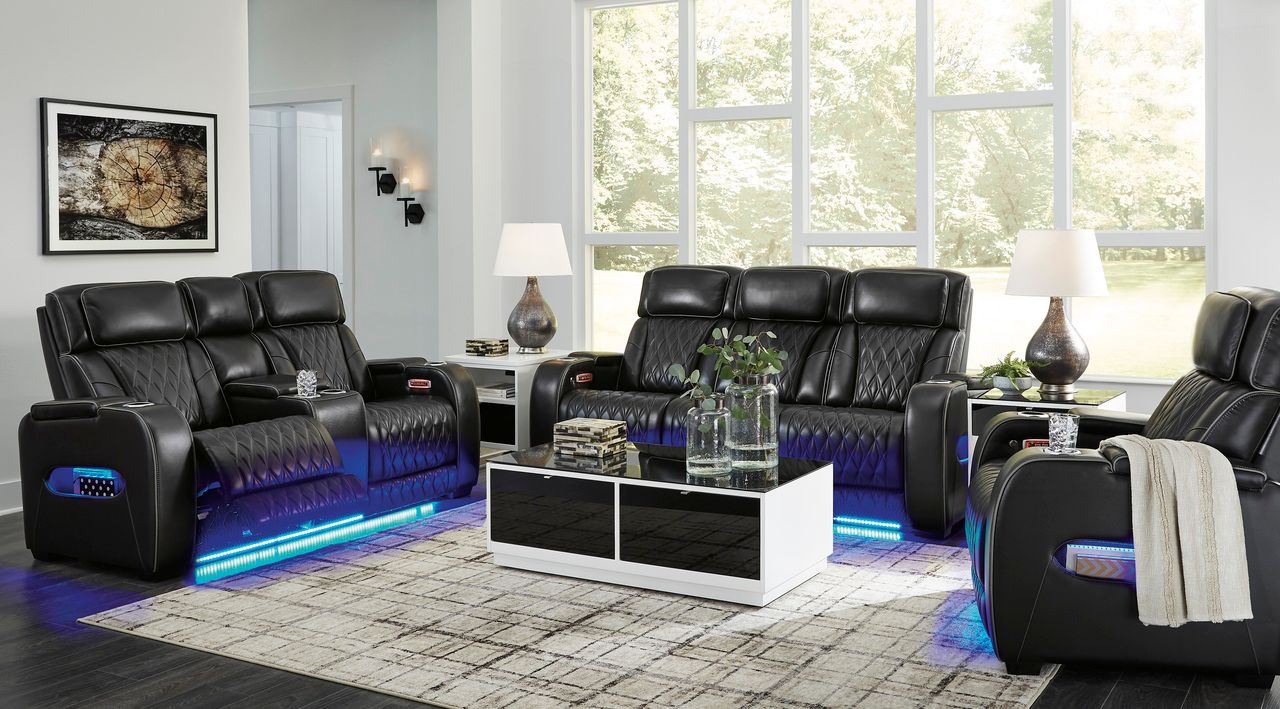 Boyington Power Reclining Living Room Set In Black U27106U1