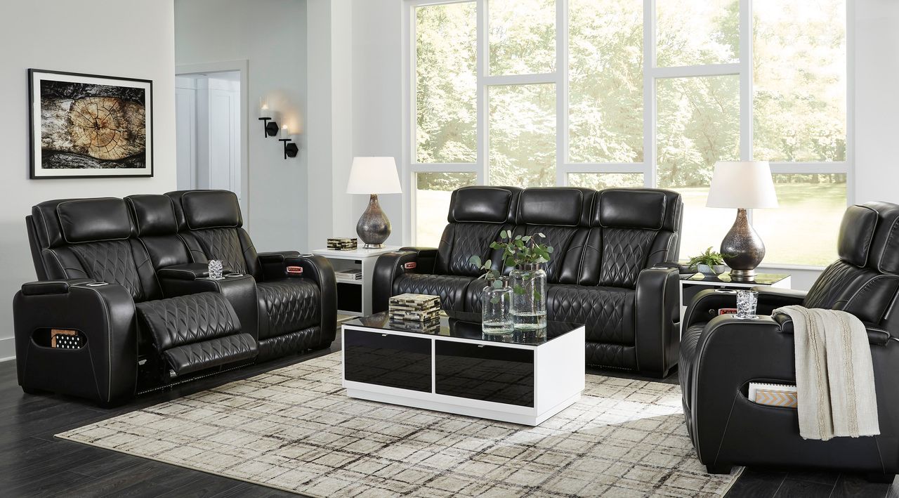 Boyington Power Reclining Living Room Set In Black U27106U1