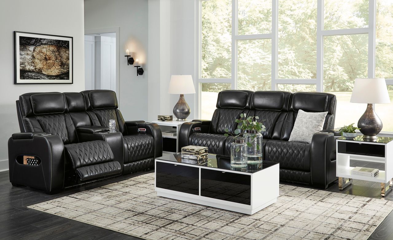Boyington Power Reclining Living Room Set In Black U27106U1