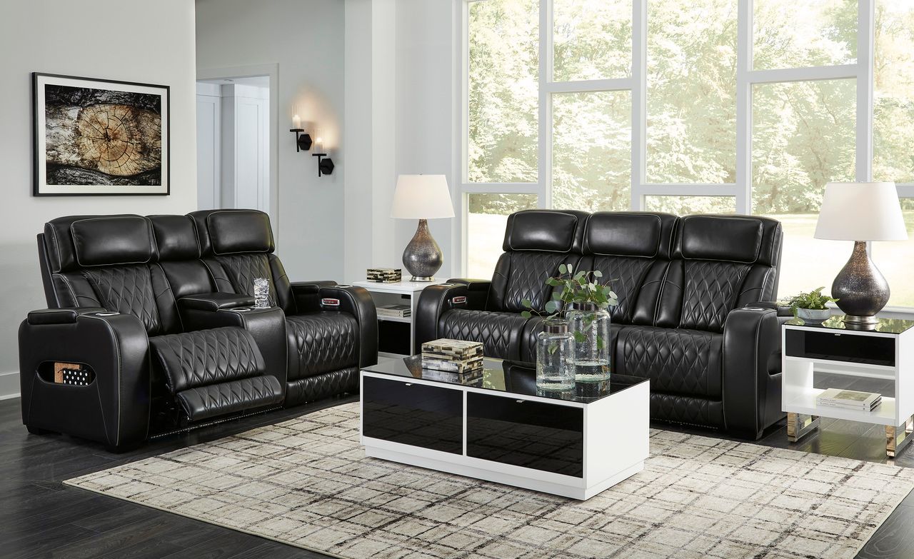 Boyington Power Reclining Living Room Set In Black U27106U1