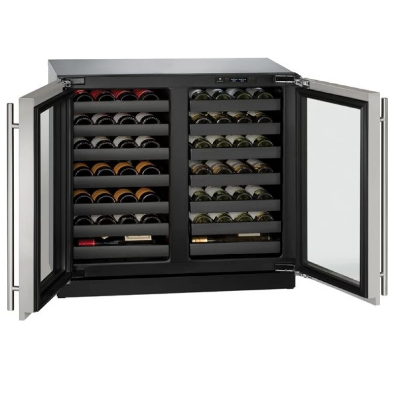 36" Dual-Zone Wine Refrigerator in Stainless Frame U3036WCWCS13B