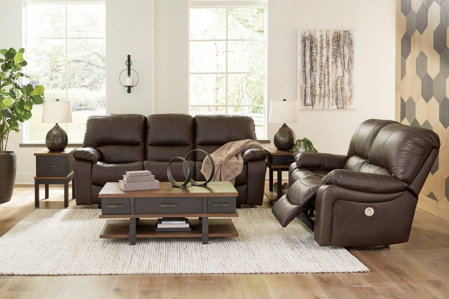 Leesworth Reclining Power Loveseat In Dark Brown U4380874