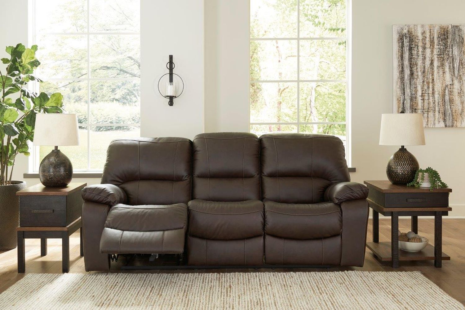Leesworth Reclining Power Sofa In Dark Brown U4380887