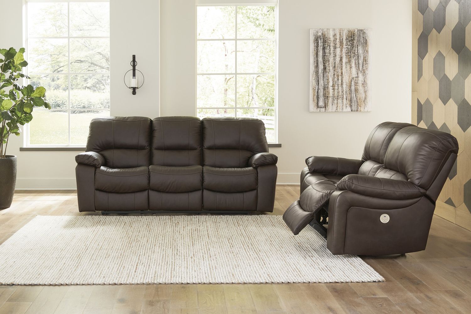 Leesworth Reclining Power Living Room Set In Dark Brown U43808U1