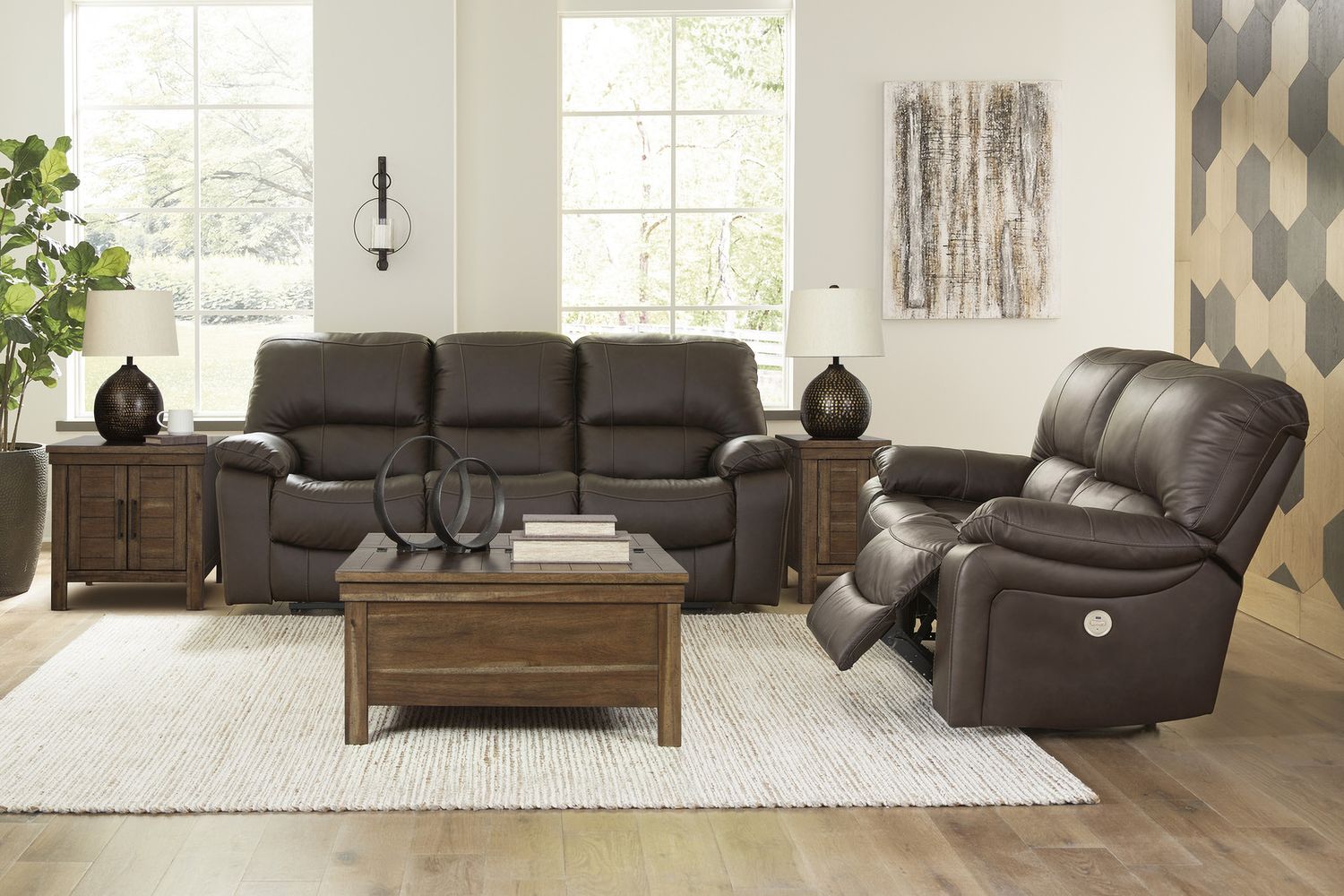 Leesworth Reclining Power Living Room Set In Dark Brown U43808U1