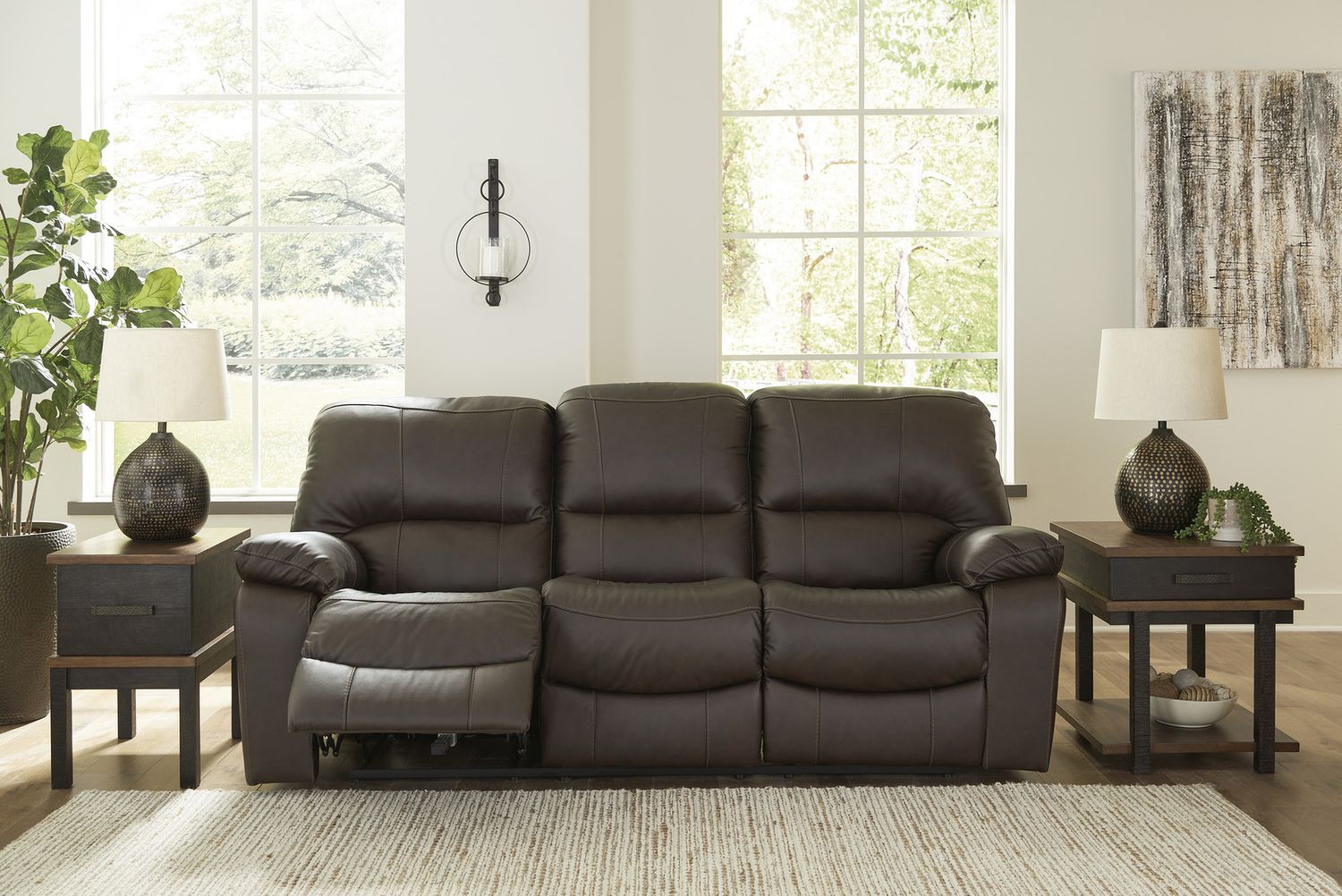 Leesworth Reclining Power Living Room Set In Dark Brown U43808U1