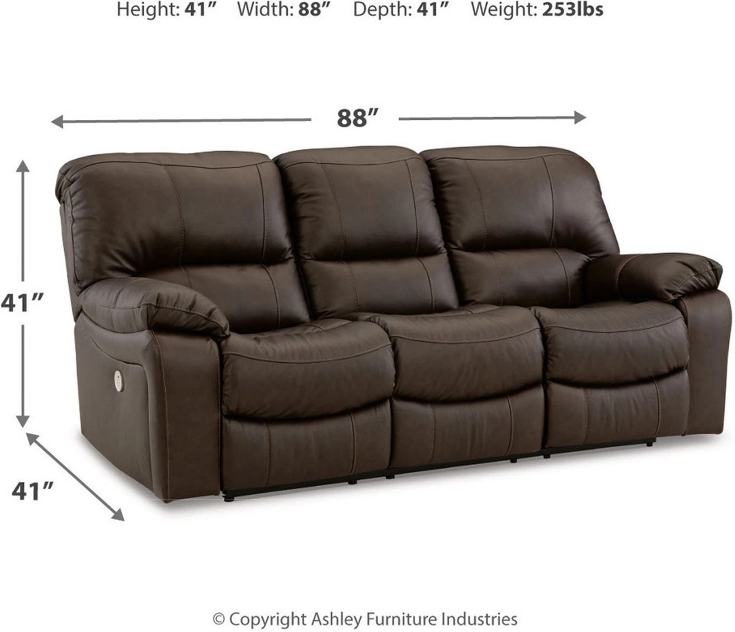 Leesworth Reclining Power Living Room Set In Dark Brown U43808U1