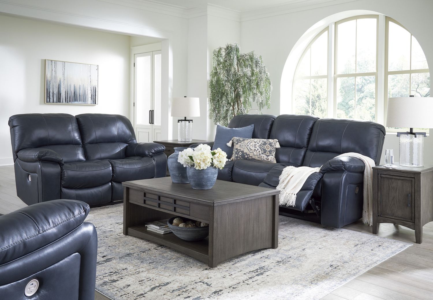 Leesworth Power Reclining Living Room Set In Ocean U43809U1
