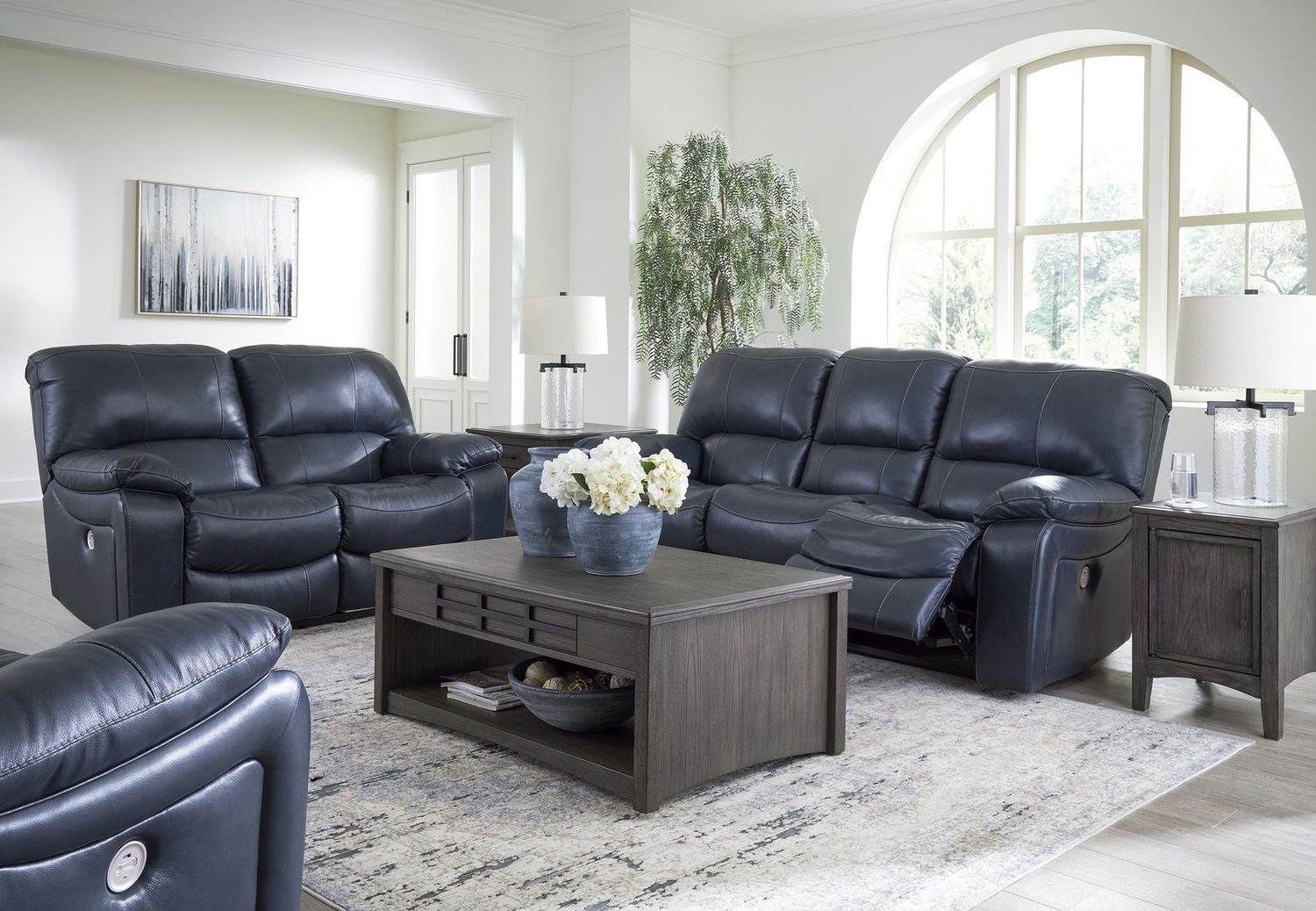 Leesworth Power Reclining Living Room Set In Ocean U43809U1