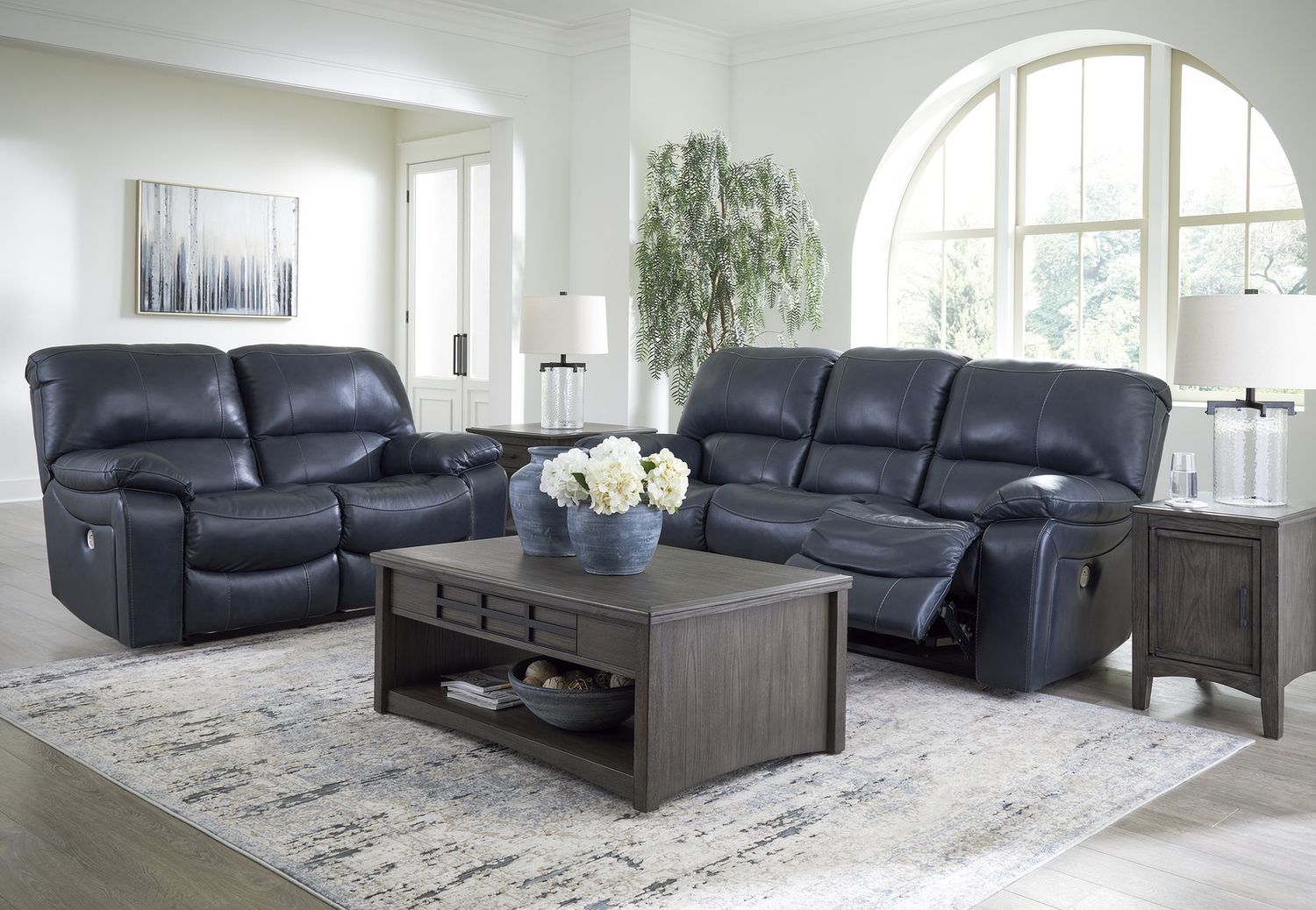 Leesworth Power Reclining Living Room Set In Ocean U43809U1