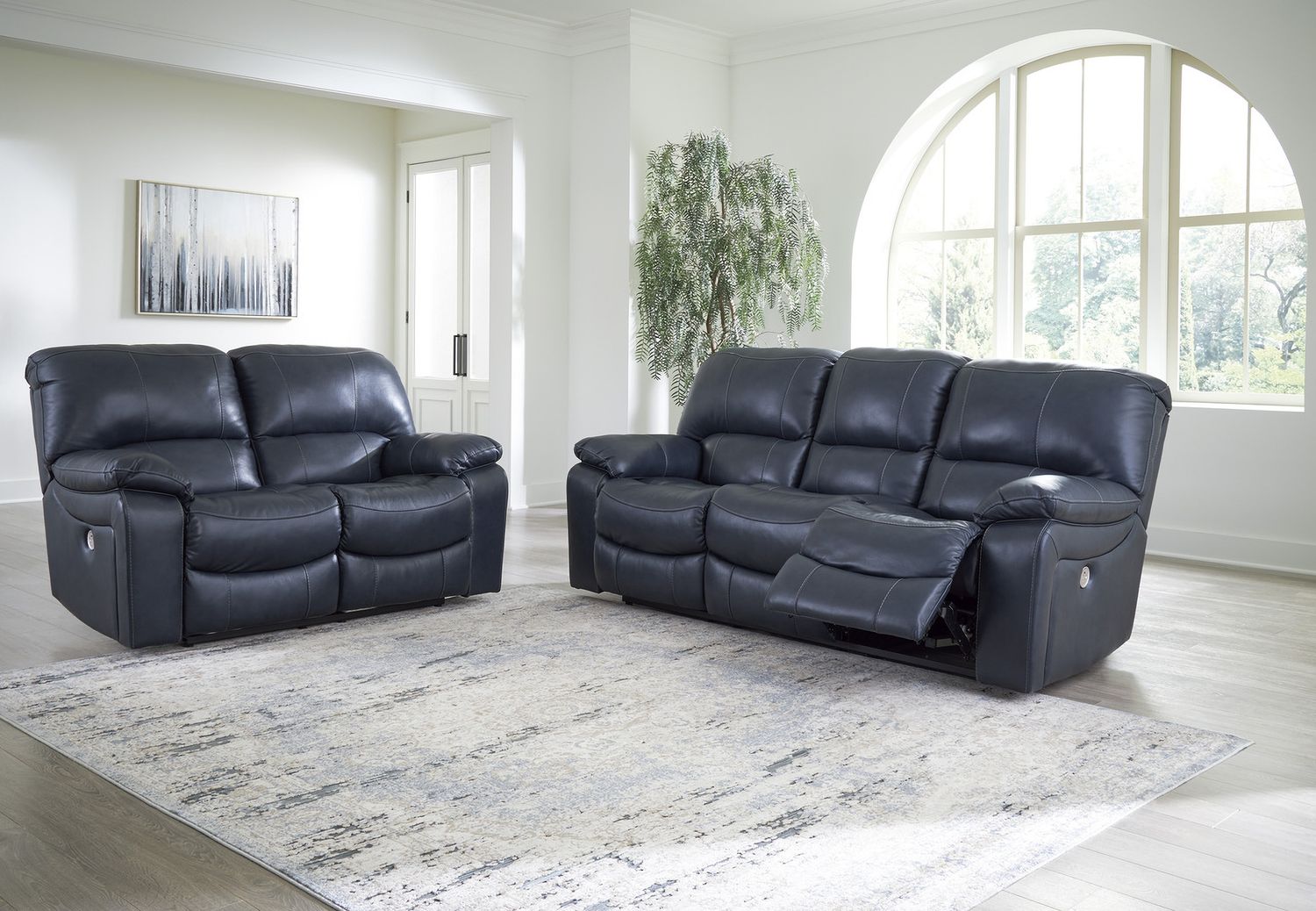 Leesworth Power Reclining Living Room Set In Ocean U43809U1