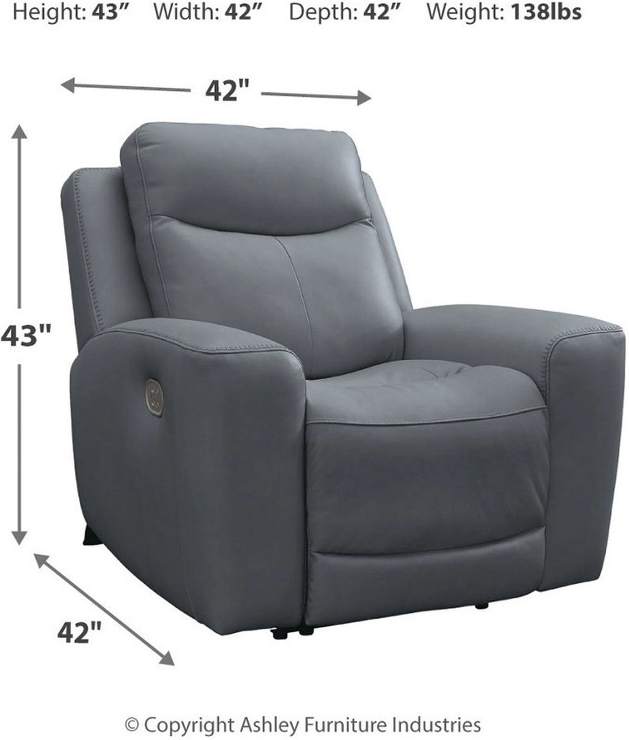 Mindanao Power Recliner With Adjustable Headrest In Steel U5950413