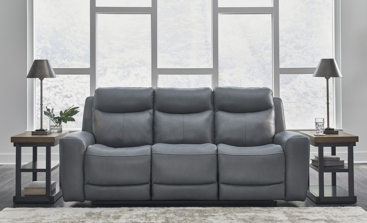 Mindanao Power Recliner Sofa with Adjustable Headrest In Steel U5950415