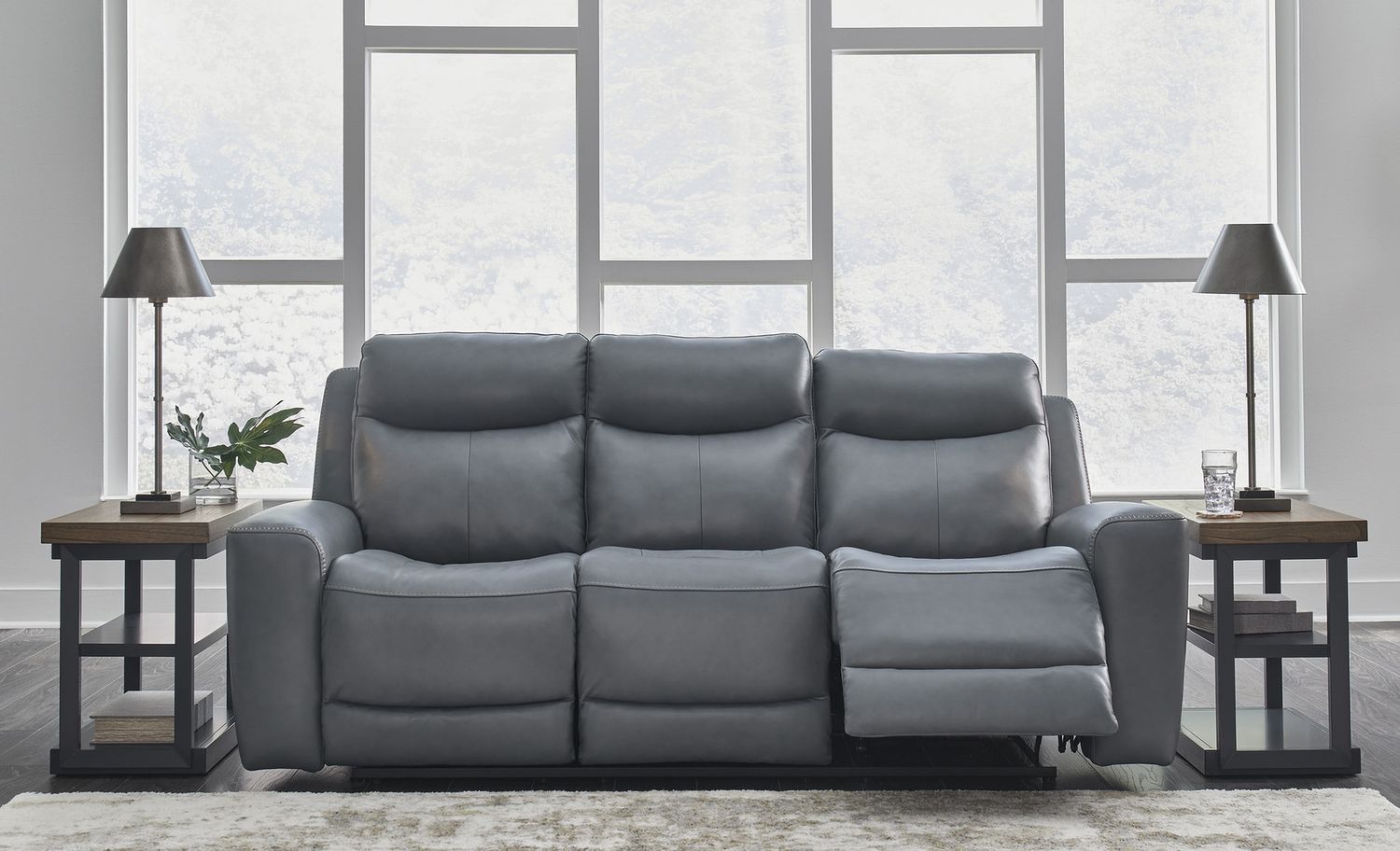 Mindanao Power Recliner Sofa with Adjustable Headrest In Steel U5950415