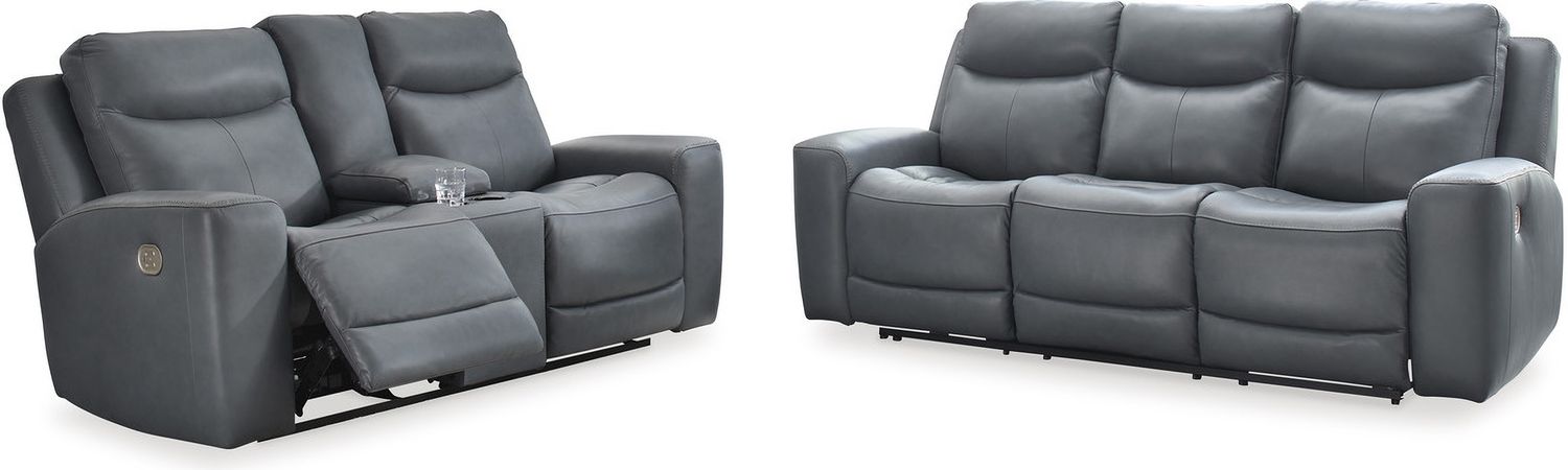 Mindanao Power Recliner Sofa with Adjustable Headrest In Steel U5950415