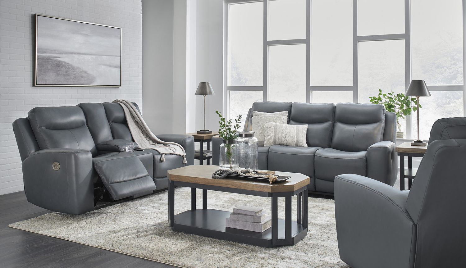 Mindanao Power Recliner Loveseat With Adjustable Headrest In Steel U5950418