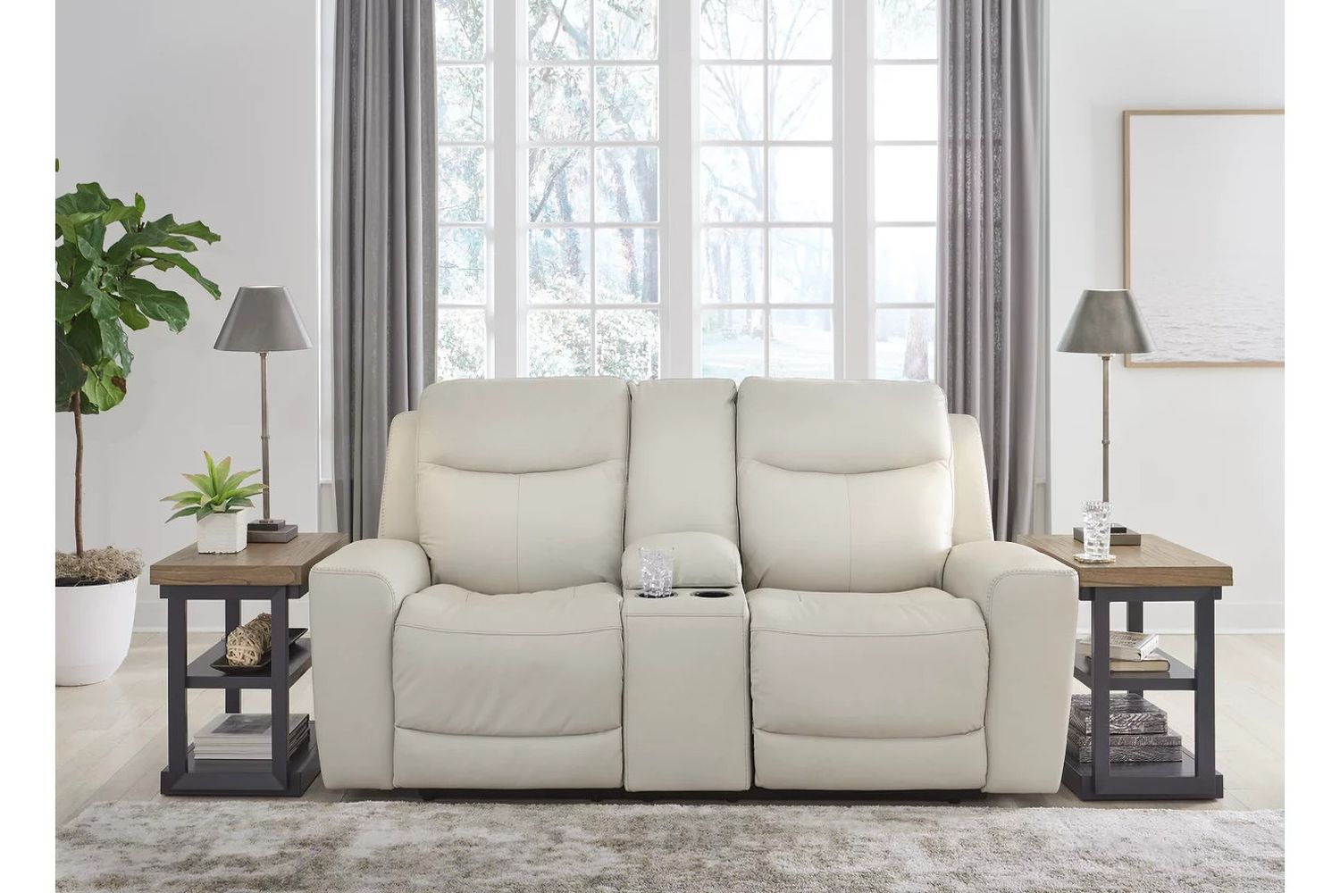 Mindanao Power Recliner Loveseat With Adjustable Headrest In Coconut U5950518