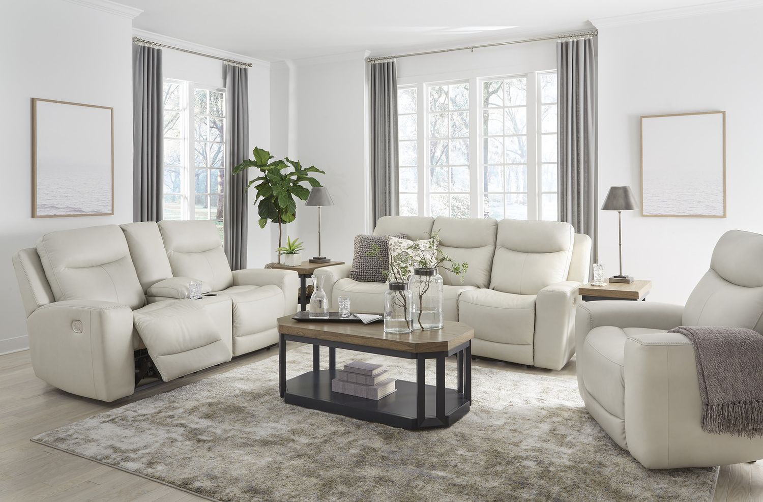 Mindanao Power Recliner Loveseat With Adjustable Headrest In Coconut U5950518