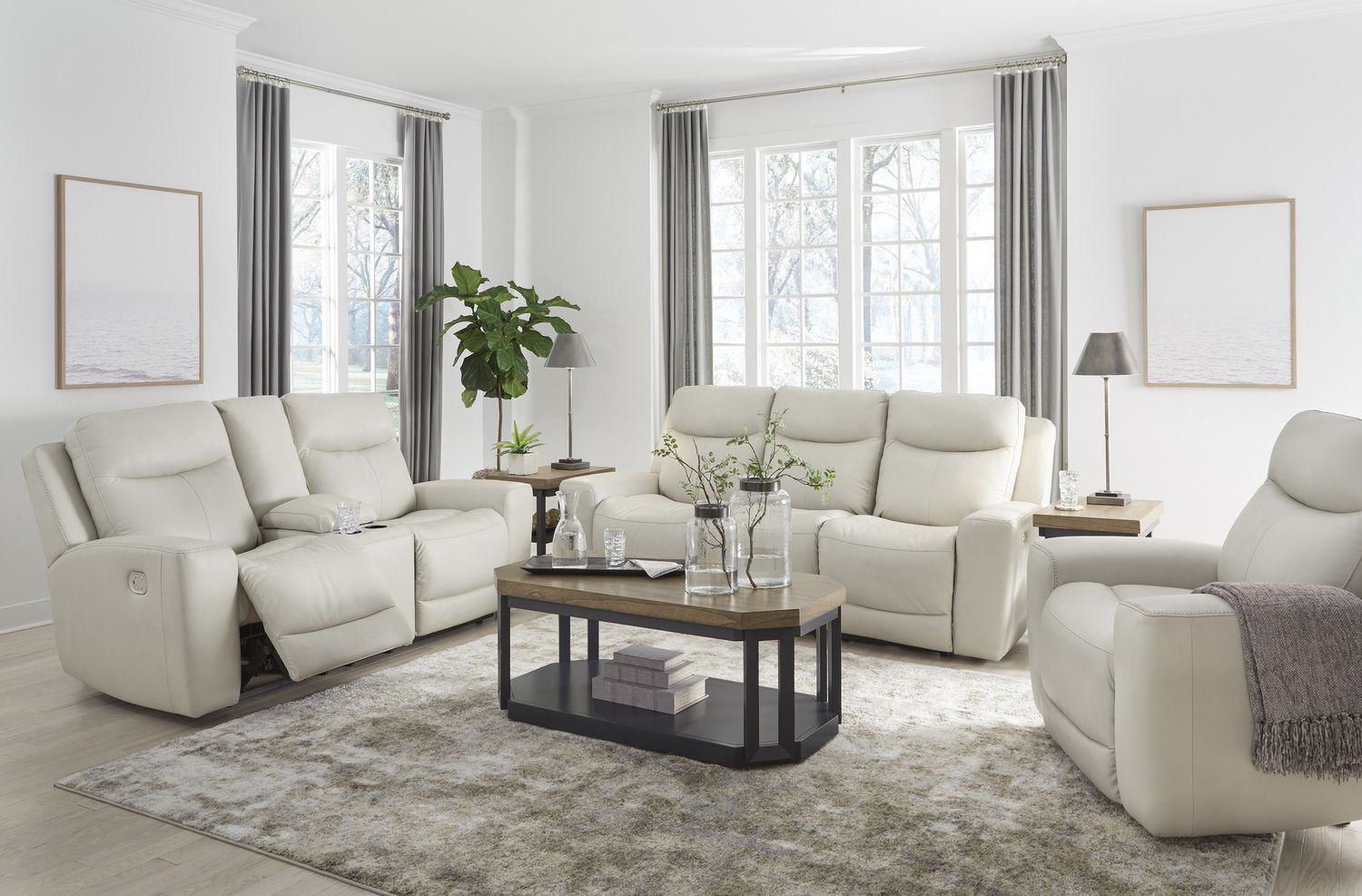 Mindanao Power Recliner Loveseat With Adjustable Headrest In Coconut U5950518