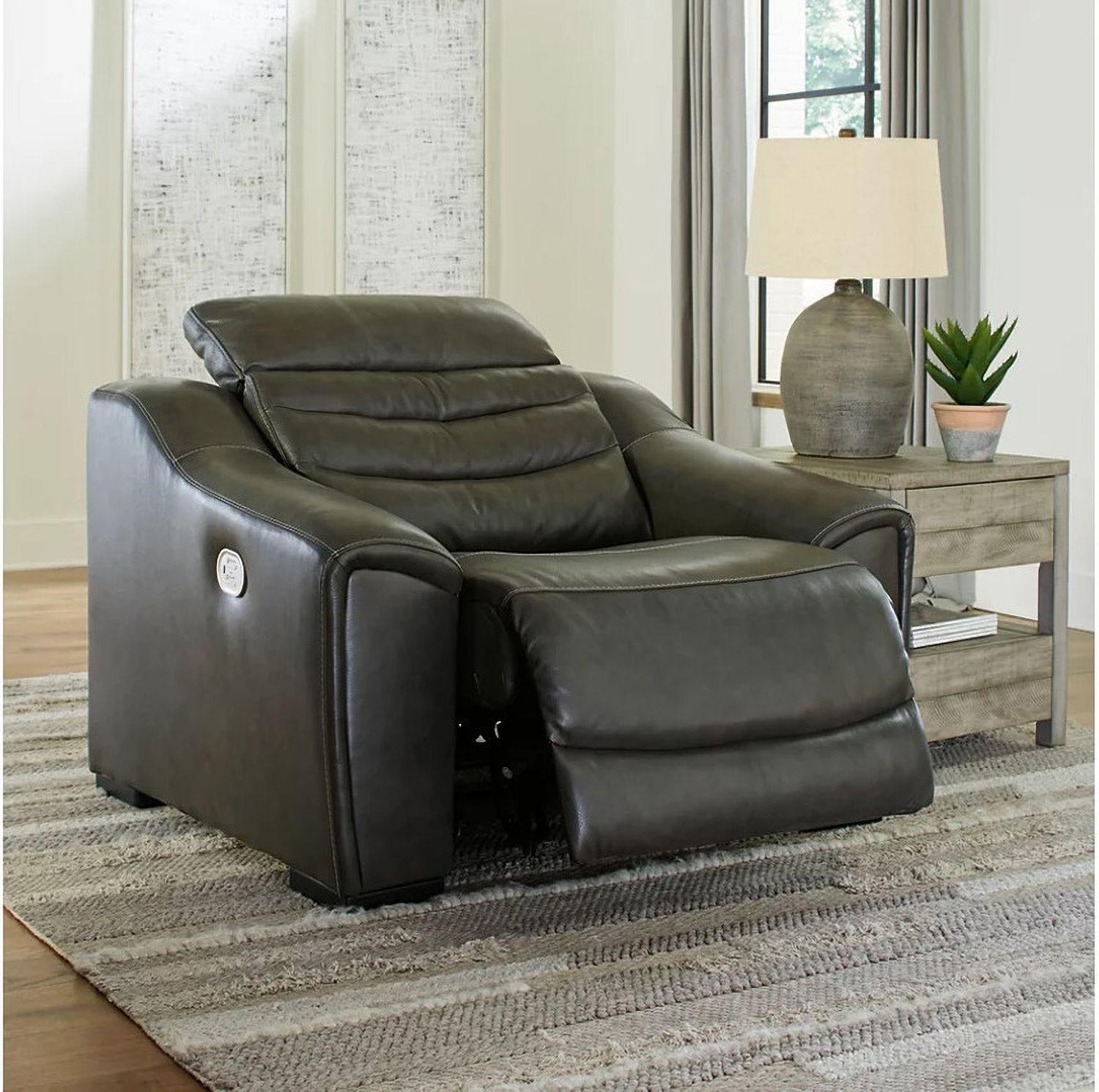 Center Line 5-Piece Power Reclining Sectional with Adjustable Headrest In Dark Gray U63404S3