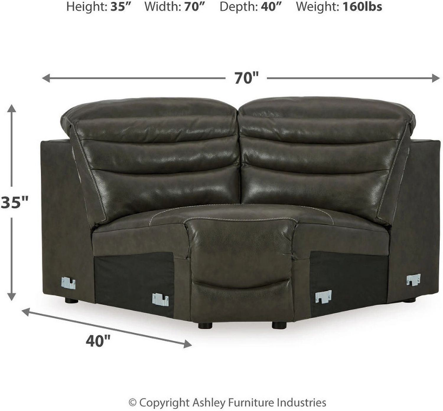Center Line 5-Piece Power Reclining Sectional with Adjustable Headrest In Dark Gray U63404S3