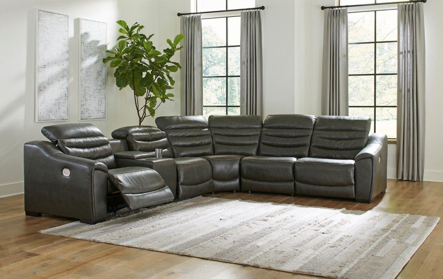 Center Line 6-Piece Power Reclining Sectional In Dark Gray U63404S4