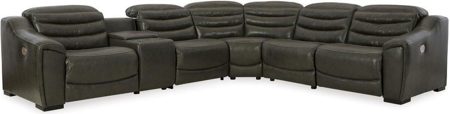 Center Line 6-Piece Power Reclining Sectional In Dark Gray U63404S4