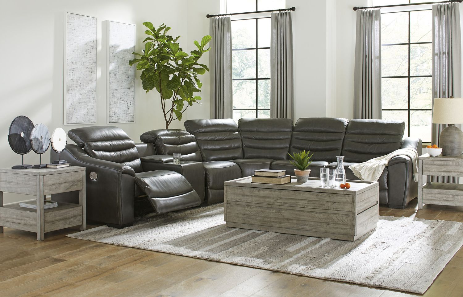 Center Line 6-Piece Power Reclining Sectional In Dark Gray U63404S4
