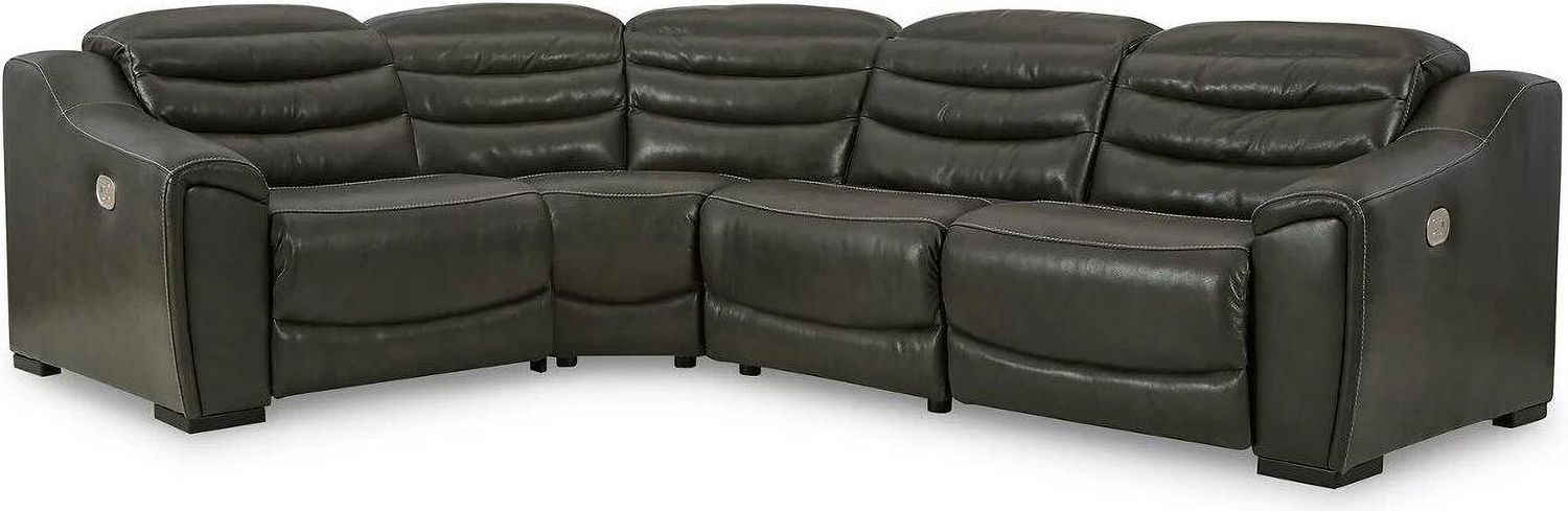 Center Line 4-Piece Power Reclining Sectional In Dark Gray U63404S6