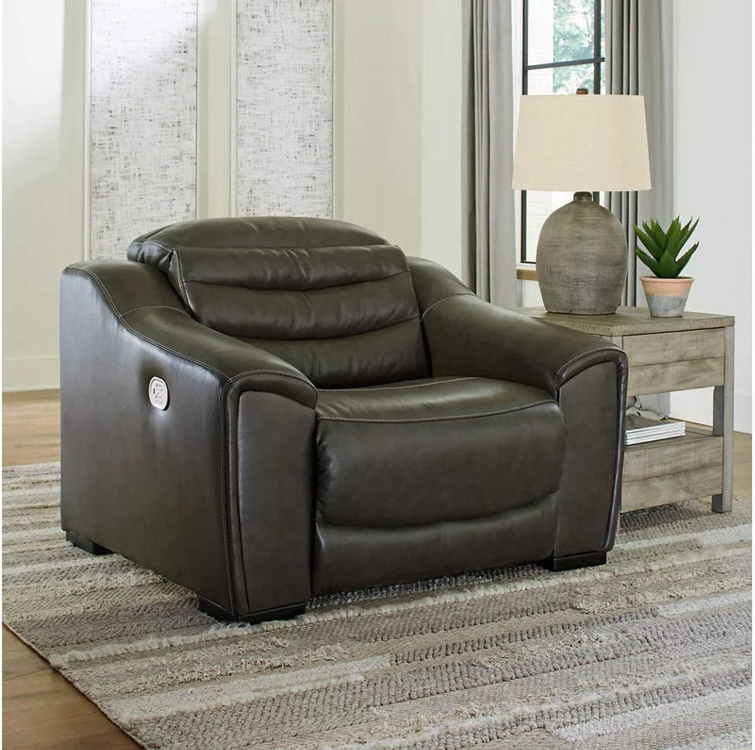 Center Line 7-Piece Power Reclining Sectional with Adjustable Headrest In Dark Gray U63404S7