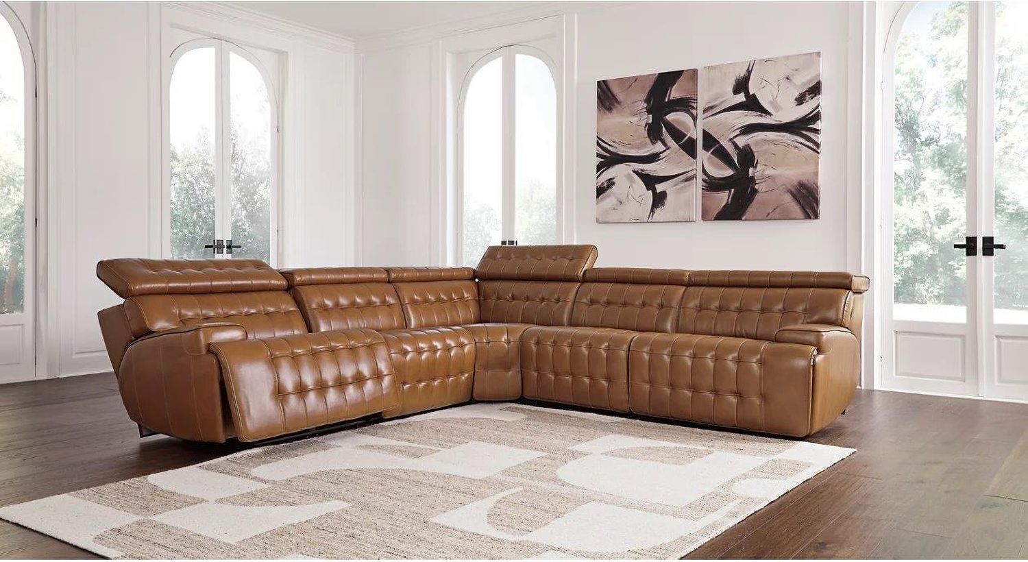 Temmpton 5-Piece Power Reclining Sectional In Chocolate U92708S4