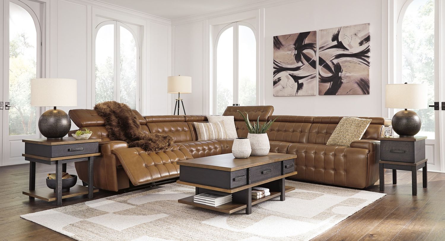 Temmpton 5-Piece Power Reclining Sectional In Chocolate U92708S4