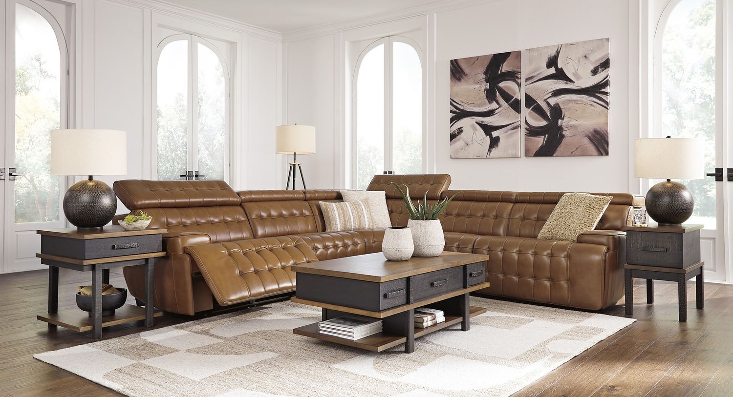Temmpton 5-Piece Power Reclining Sectional In Chocolate U92708S4