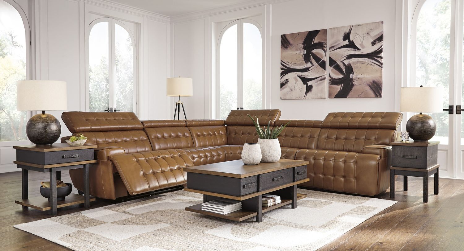 Temmpton 5-Piece Power Reclining Sectional In Chocolate U92708S4