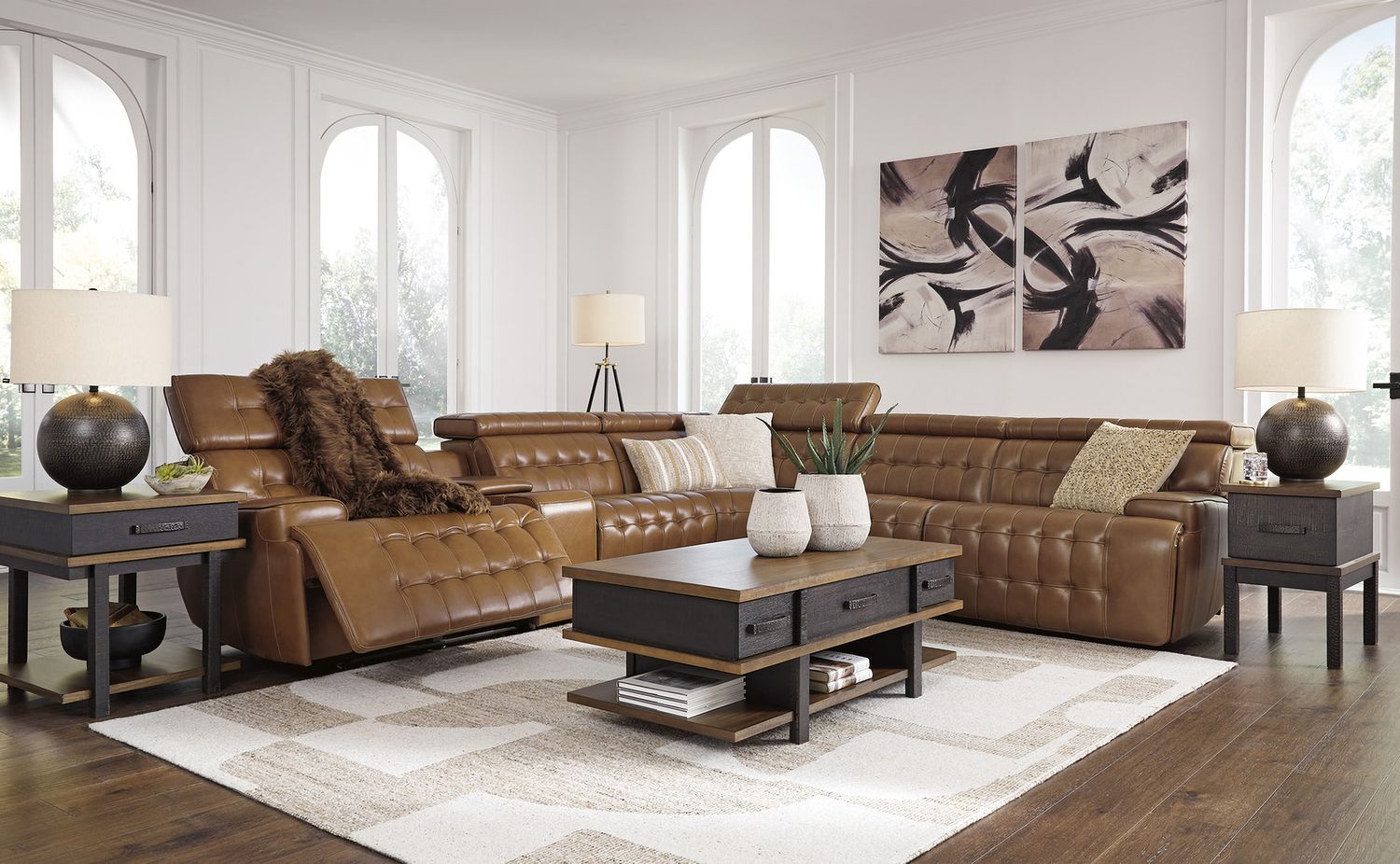 Temmpton 6-Piece Power Reclining Sectional In Chocolate U92708S5