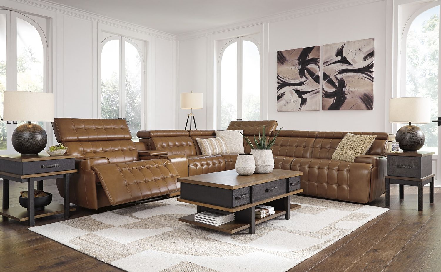 Temmpton 6-Piece Power Reclining Sectional In Chocolate U92708S5