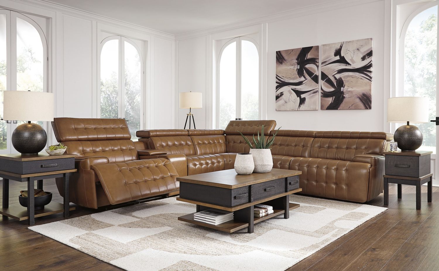 Temmpton 6-Piece Power Reclining Sectional In Chocolate U92708S5