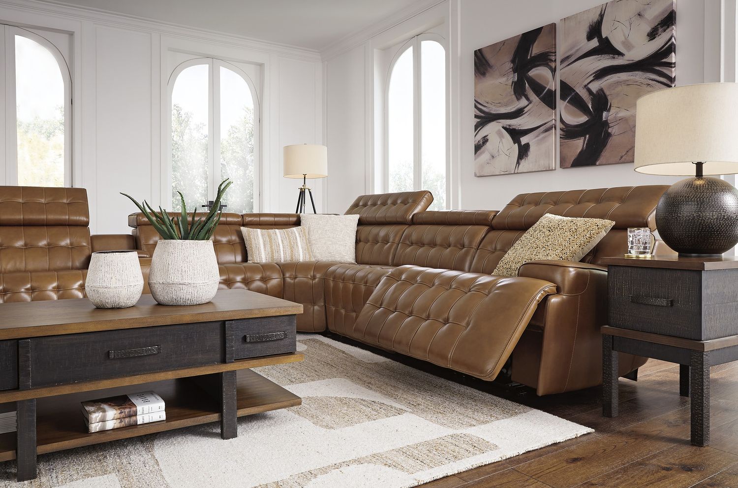 Temmpton 6-Piece Power Reclining Sectional In Chocolate U92708S5
