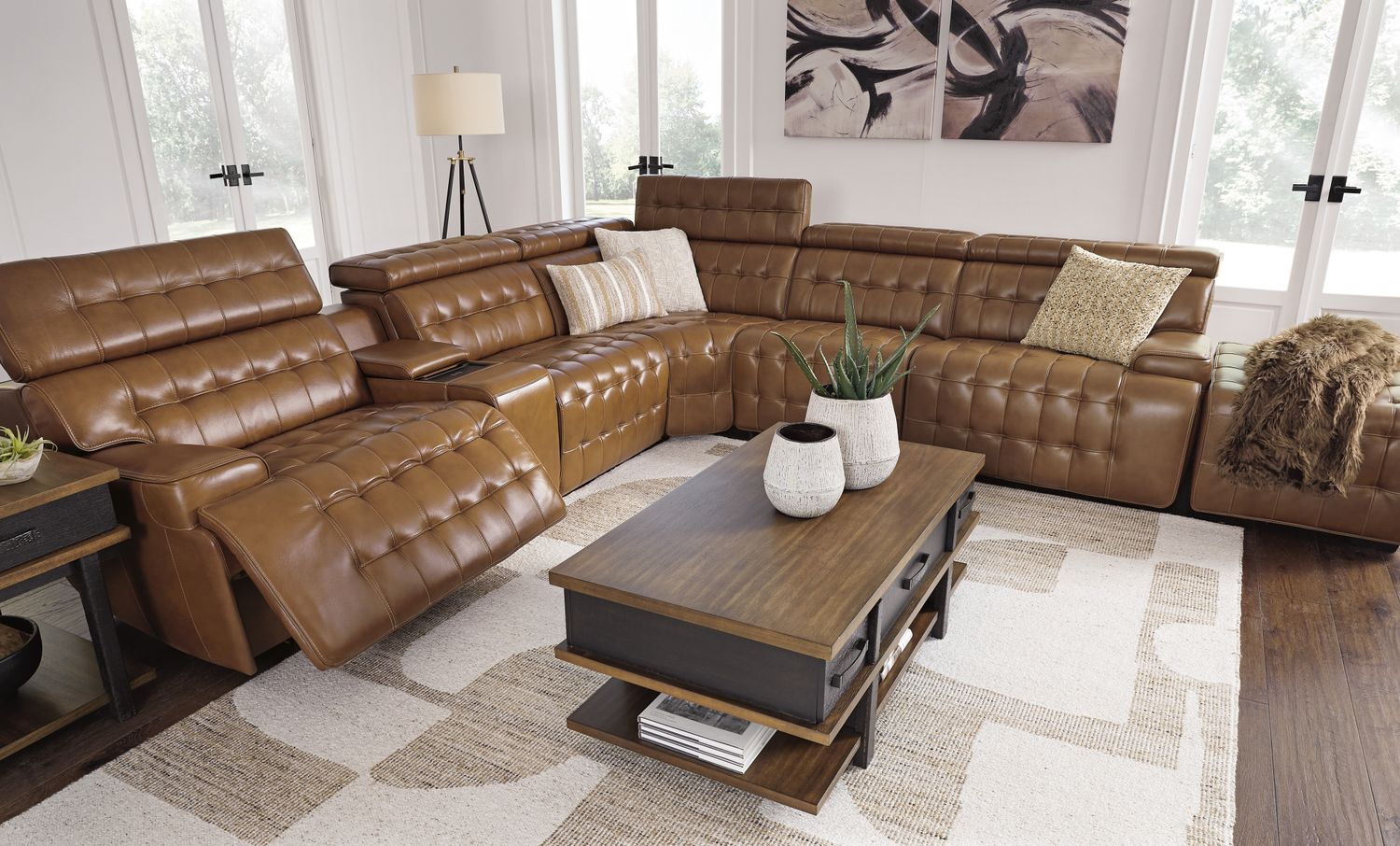 Temmpton 6-Piece Power Reclining Sectional In Chocolate U92708S5