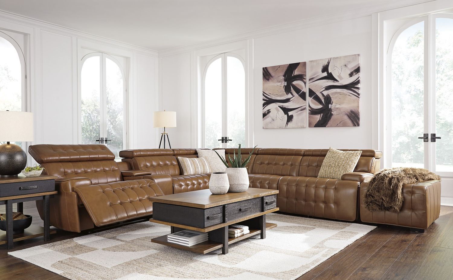 Temmpton 6-Piece Power Reclining Sectional In Chocolate U92708S5