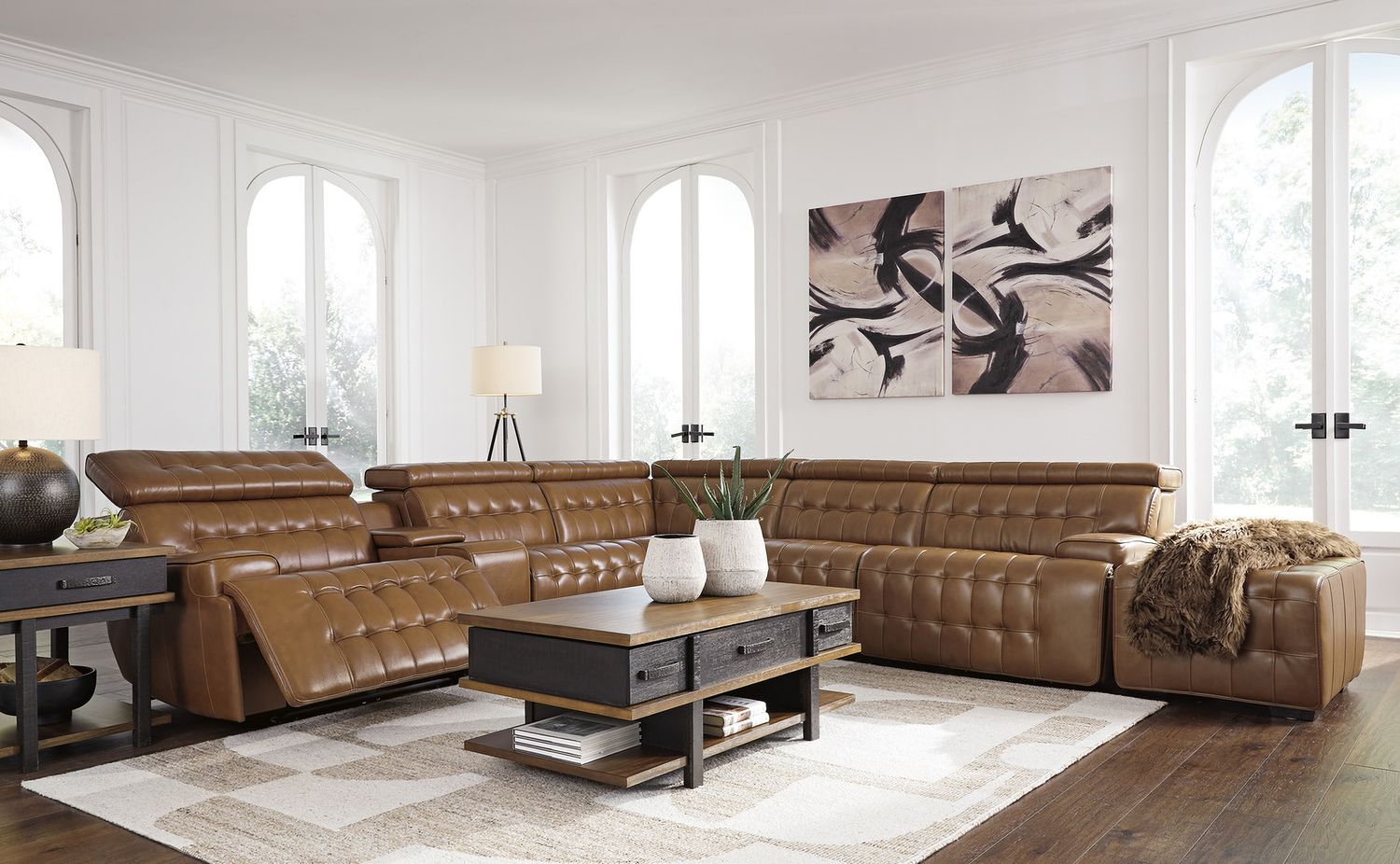 Temmpton 6-Piece Power Reclining Sectional In Chocolate U92708S5
