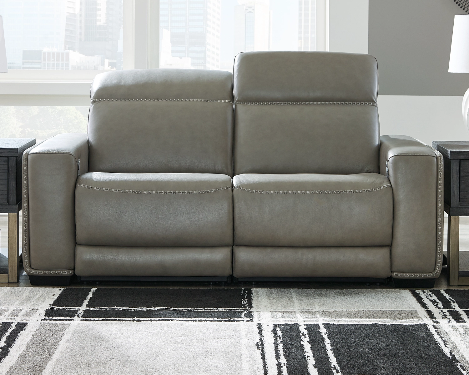 Correze Leather Power Reclining Loveseat In Gray U94202S10