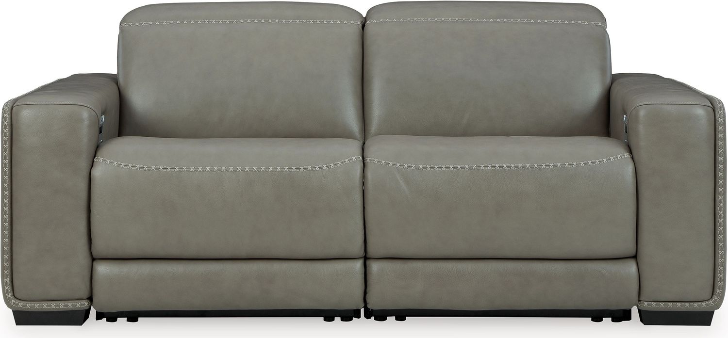 Correze Leather Power Reclining Loveseat In Gray U94202S10