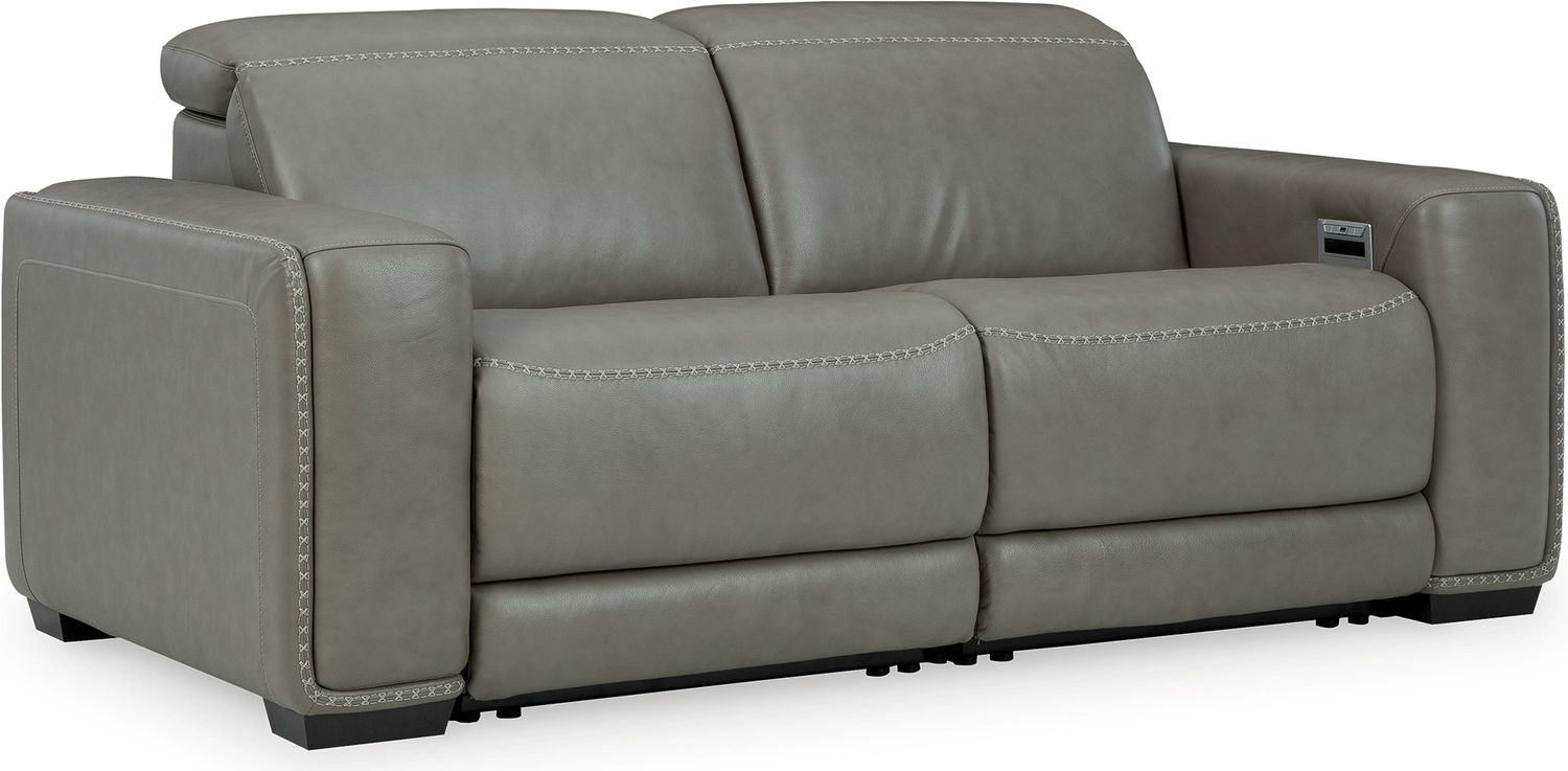 Correze Leather Power Reclining Loveseat In Gray U94202S10